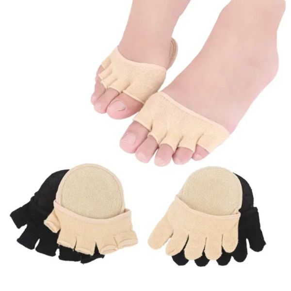 Tool 2pcs = 1Pair Toe Separator Fußpflege halbe Einlegesohlen fünf Finger Socken Pads Bunion Hülle Protector Hallux Valgus Forefoot für Frauen