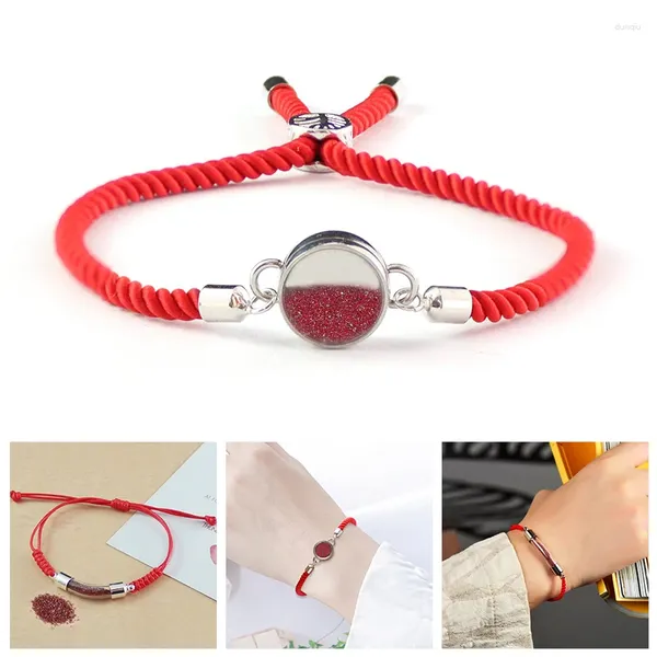 CHARM BRACELETS Örgülü Cam Tüp Bilezik El Yapımı Bilek Kordosu Külle Kremasyon için Anıtı Urn Takı Hediyesi Kırmızı Siyah