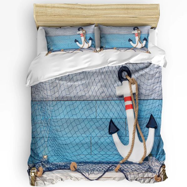 Set Anchor ancorato nel set di biancheria da letto 3pcs per mezza per il ponte per letti per letti a doppio letto in tessile copritura piumino.