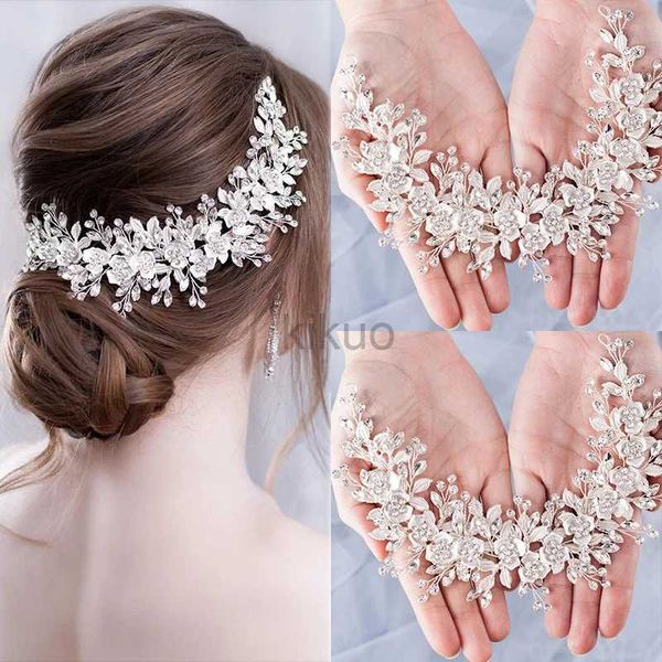 Gioielli per capelli per matrimoni silve rcolor bridal fiore a fascia da ballo tiara accessori per capelli da sposa ornamenti per capelli fatti a mano D240425 D240425