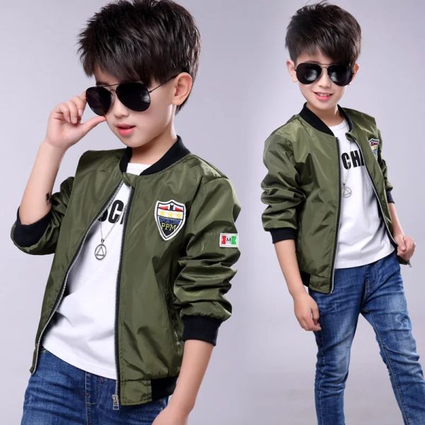 Stivali Dimusi Spring Jackets for Boy Coat Army Green Bomber Giacca da ragazzo Giacca autunnale Patchwork per bambini Giacca per bambini