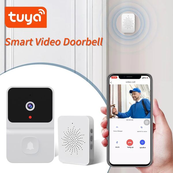 Tuya Wireless Doorbell Wi -Fi Video Intercom Smart Home Door Bell Botão de câmera bem -vindo por um alarme de segurança de carroceria para a casa T23