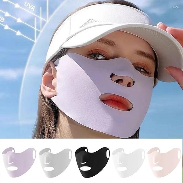 Lenços do verão Sun Protection UV Proteção de lava-seda respirável de seda lenço de véu de seda para mulheres máscara de protetor solar anti-UV