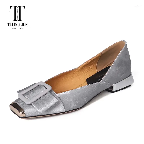 Scarpe casual Tuling giugno 2024 Spring Autumn Autumn's Square Theel Basso tallone delicato Bellissime pompe di comfort eleganti per donne L