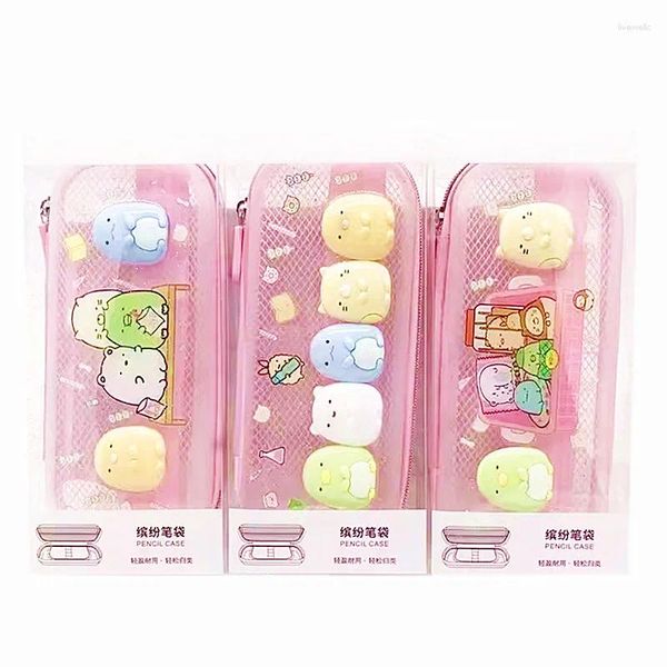 Bolsas de cosméticos Sumikko Gurashi Crianças PVC Casos de caneta a lápis meninas compensam as mulheres