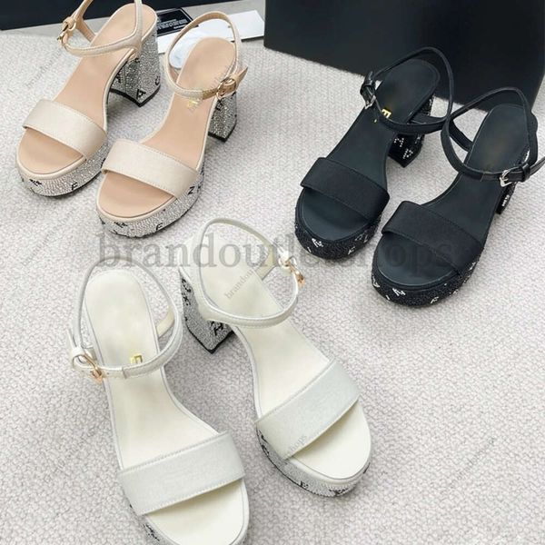 Designer sandali con tacco alto da donna sandali in pelle feste di moda estate di lusso sexy peep-toe rinestone shinestone sera