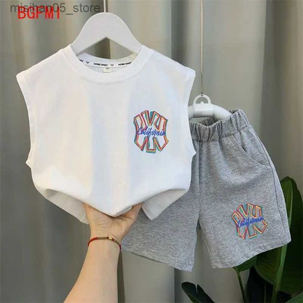 Наборы одежды Baby Summer Vest для мальчиков на открытом воздухе детская модная футболка+шорты мужские 2-11y Q240425