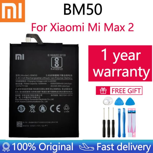 Batterien für den Original Xiaomi BM50 5200/5300MAH Akku für Xiaomi Mi Max 2 MAX2 Batterie Batterie Bateria ACKUMULY Smartphone+Tools