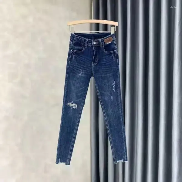 Kadın Kot Pantolon Sonbahar Elastik Kalem Pantolon Yüksek Bel Bayanlar Sıkı Giyim İnce Uygun Sırık Skinny denim V8