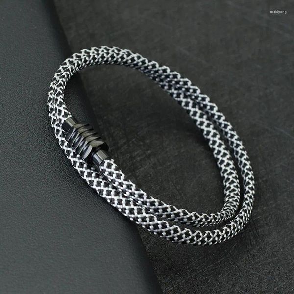 Braccialetti di fascino Noter Men Paracord Rope Bracciale a più lati Laterali Magneti in acciaio inossidabile Cancella BracTO