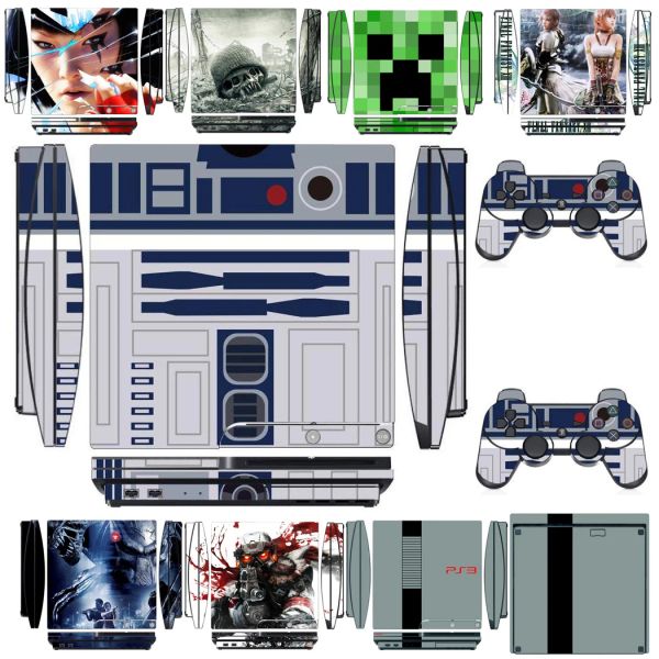 Adesivos 3411 Protetor de adesivo de pele de vinil para Sony PS3 Slim PlayStation 3 Slim e 2 Skins Controller Skins Stickers