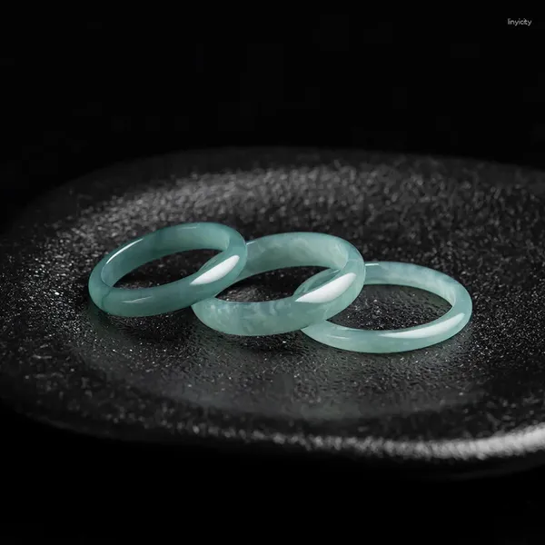 Rings de cluster rings reais naturais anel aqua azul de jade a grau para homens e mulheres fadiga a frio básico do verão eliminando o presente de jóias de alta qualidade