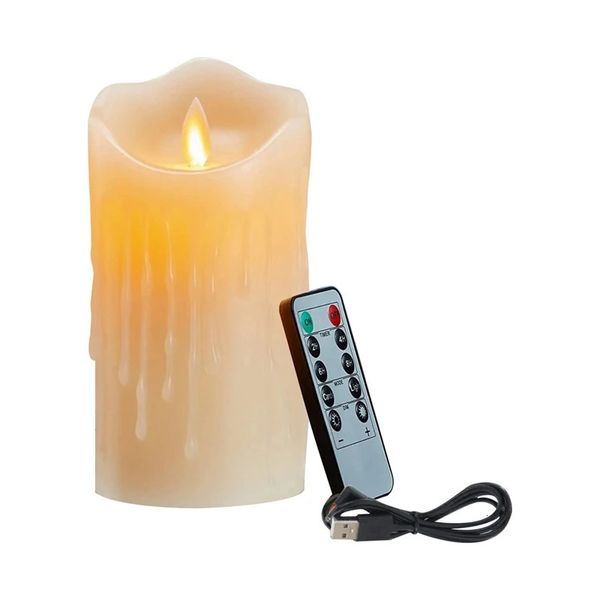 Velas de LED piscando sem chamadas de velas de velocidades de velas cera real com controle remoto 240417