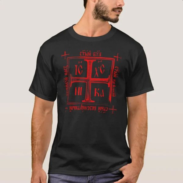 Gesù Christos Victory T-shirt a croce ortodossa orientale 100% Cotton O-Neck Summer T-shirt a maniche corta maschile da uomo S-3xl 240420