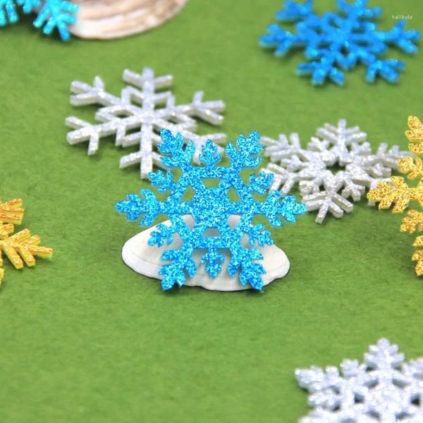 Party -Dekoration 20/100pcs Glitter Schneeflecken Blau Weihnachtsbaum PENDENTE URMENTE XMAS DIY FRAGE