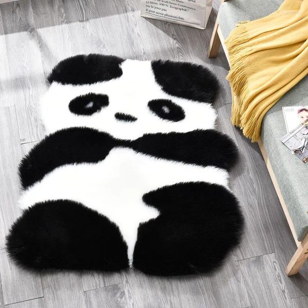 Tappeti tappeti stampati in panda adorabile tappeto per bambini in vena in finta pelle in pelle non slip tappetino antiskid 94x100 cm Stampa animale