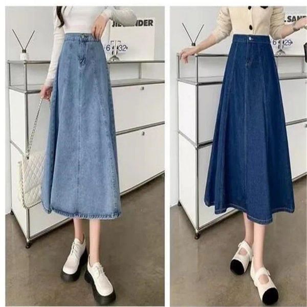 Röcke Frauen A-Line Streetwear Lose Casual Jeans Sommer koreanischer Stil High Taille Sexy Split Classic Vintage Rock 2024