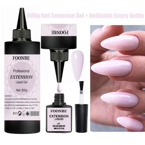 Gel 600g Extensão de unhas Gel branco Clear Nude Building Gel UV para Extensão de dedos da unha Dicas de dicas de unhas de unhas de unhas de manicure francês Manicure