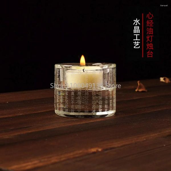 Titulares de vela Tibete Scripture Solder Crystal Candlestick Lamp Seat Zen Home Decorations Buddhist Meditation 2.3 