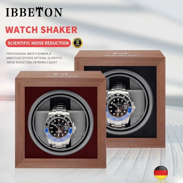 Ibbeton Luxury Brand Wood Watch Winder High-end 1 слот автоматические часы коробка с Mabuchi Moto Watch Cable Box 240412