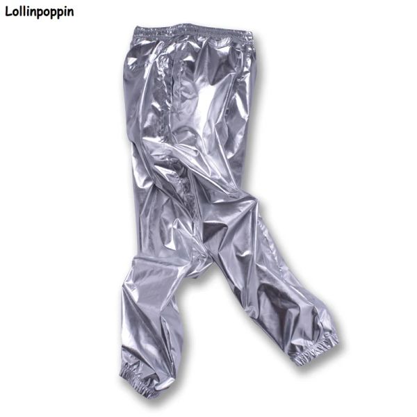 Joggpants Hip Hop Männer glänzende Silver Street Tanzhosen Herren Joggerhosen Elastische Taille Hiphop Tanzhose Streetwear Streetwear