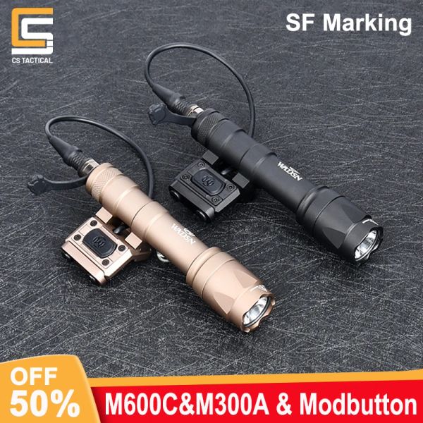 Luzes wadsn m600 m600c m300 m300a lanterna tática airsfot armas de armas de armas de armas de luz acessória de luz Modbutton Switch de pressão ajuste de 20 mm de trilho de 20 mm