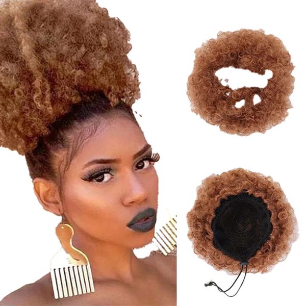 Wigs Lupu Synthetic Bun Short Kinky Curly mit Drawschnell -Pferdeschwanz Haarstück Afro Chignon natürliche falsche falsche Haare für Frauen 231110 Stück