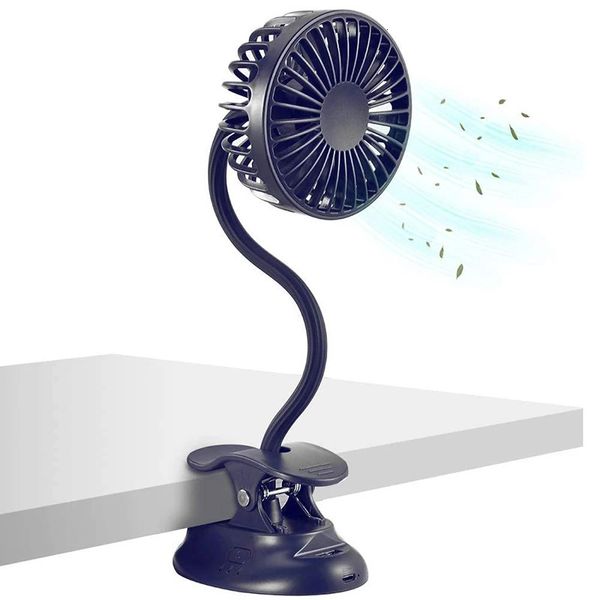 Ventilador de clipe portátil Bendable USB Carregador USB recarregável 2000mAh Battery Fan Desktop Small Fails Outdoor com Power Bank 240412