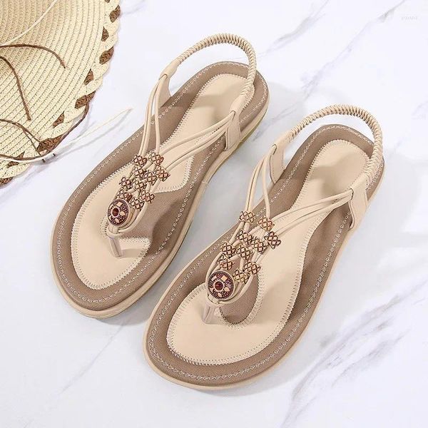 Lässige Schuhe Sommer Frauen 2,5 cm Plattform 3cm Keile Low Heels Sandalen Dame große Streich Perlenfeier Fashion Urlaub weich