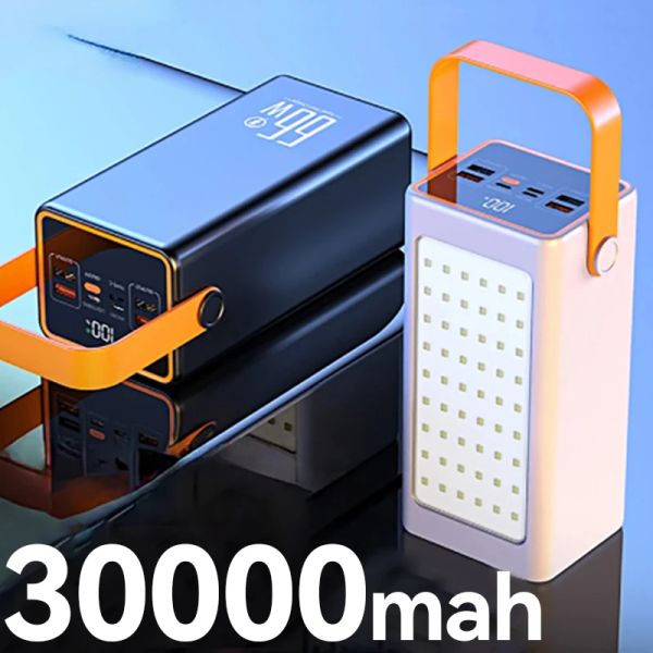 Chargers 50000mAh de alta capacidade Power Bank 66W Fast Charger Powerbank para iPhone Laptop Batterie Externe LED Camping Lanterna leve