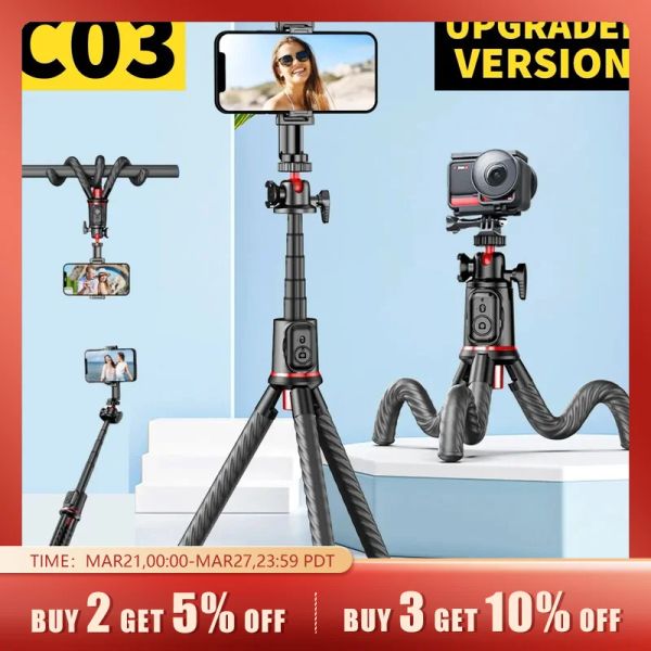 Attacchi C03 Octopus Tripod Flexible Self ASSEGGIO STAMPARE VOLOG VIDEOD TRIPIOD SCHENIO LIVE OUTDOOR per la fotocamera iPhone Xiaomi