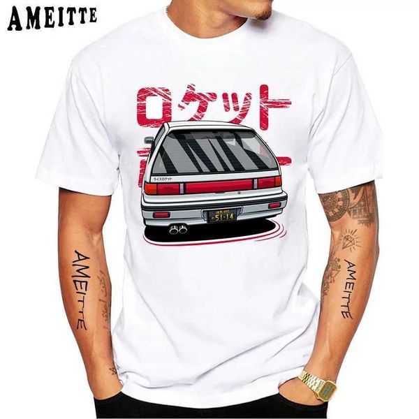 T-shirt maschile New Summer Men Short Slve JDM Legends Classic Civic EG Hothatch T-shirt Hip Hop Boy Tops Casual Tops Car Sport White Ts T240425