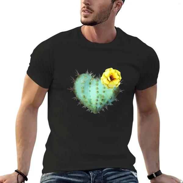 Polos da uomo illustrazione di cactus con acquerello di fiori giallo fresca pianta succulenta disegno