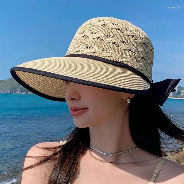 VISURE Versione coreana alla moda di cappello di paglia cavo e traspirante a forma di arco pieghevole femminile femminile minimalista