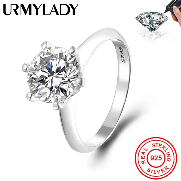 Anelli a grappolo Urmylady Luxury 925 Sterling Silver Real Moissanite Wholesale
