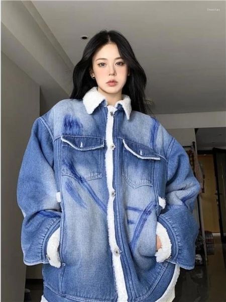 Damenjacken Plüsch Jeans Jacke weibliche Winterliebhaber Koreanischer Stil locker sitzender Baumwollmantel Mode Frauen Kleidung