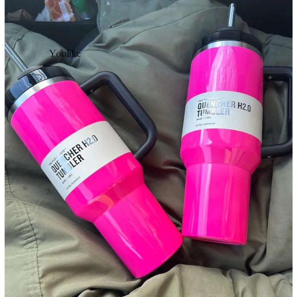 US Stock Neon Pink Pink Winter Shimmery CO Marked Target Red Oz Quencher Tumbler Cosmo Parada Flamingo Valentinstag Geschenkbecher nd Car Tassen i