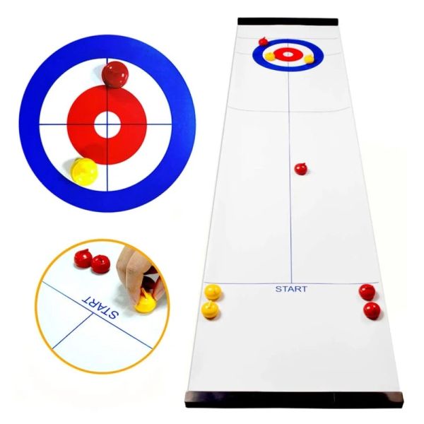Jogos Mini Mini Curling Table Ball Combattop Curling Game para Kid Adult Family School Viagem Combatão Culing Game