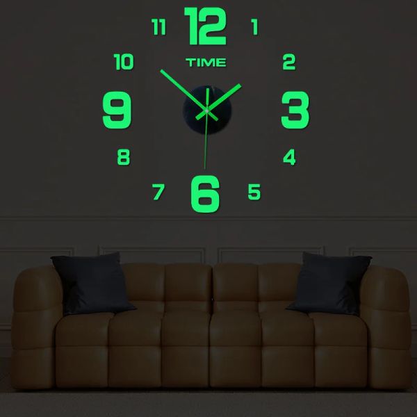 Uhren 2023Modern Design Large Wall Clock 3D DIY Quarzuhren Fashion Uhren Acrylspiegel Aufkleber Wohnzimmer Home Decor Horloge