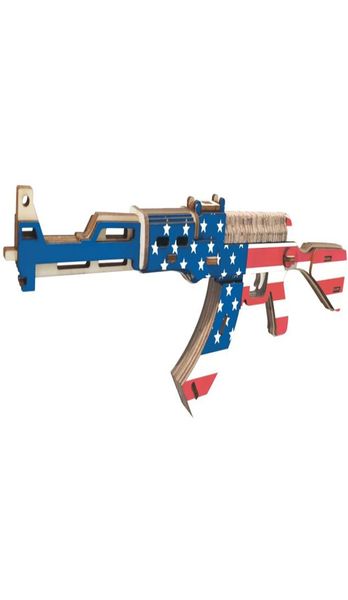 Звездный бланка с бланками AK47 головоломка 3D Деревянная модель моделя Woodcraft Kit Toy Toy Diy Craft Build