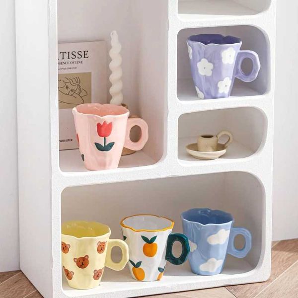 Tumbler 280 ml di tè dipinto a mano tazza di tazza in ceramica Home Office Drinkware Coffee Juice Bottle Regalo creativo per il suo H240425