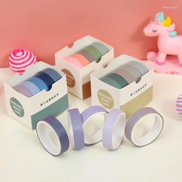 Geschenkverpackung Jianqi 5pcs/Box Feste Farbe Washi Tape Set für DIY Scrapbooking Decor Junk Journal Collage Po -Masking Briefpapier