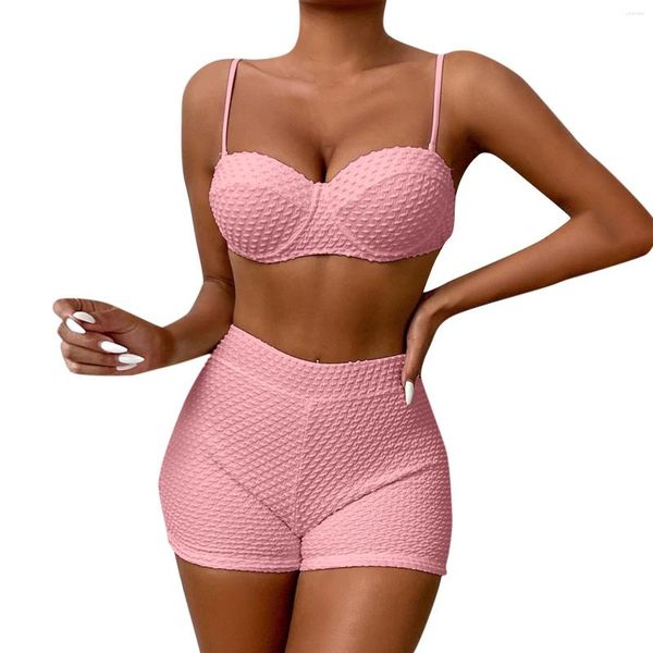 Swimwear femminile sexy sexy a colori solidi split swimsuit bikini boxer pantaloncini che raccolgono bikini alla moda e semplici