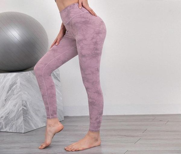 Fenação nua TIEDYE YOGA Leggings Pocket Pocket Double later