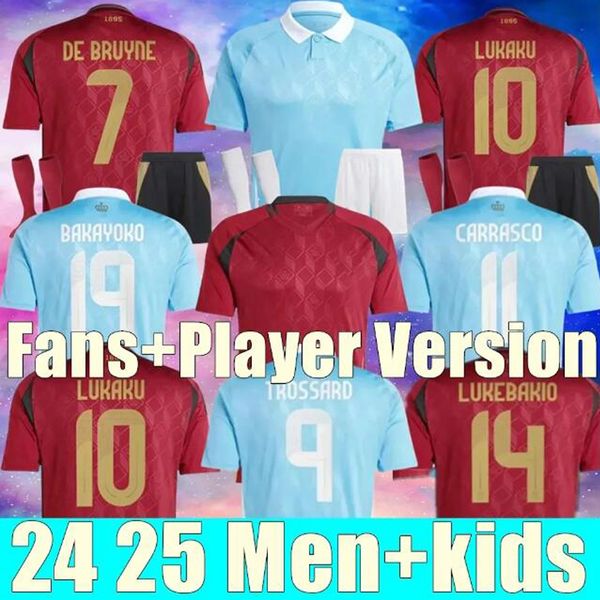 Belgien 24 25 Fußball -Jersey de Bruyne Lukaku Doku 2024 Nationalmannschaft Fußball -Hemd 2025 Männer Kids Kit Home Away Away Carrasco Tielemans Bakayoko Trossard