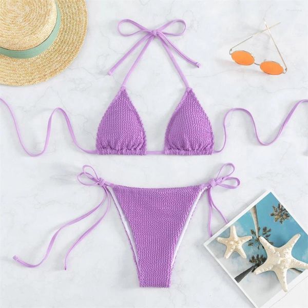 Momada de banho feminina Sexy Triangle Biquíni Tanja Halter Sadão de nadar y2k Sem costas de duas peças femininas Bikinis Batkinis Batkinis