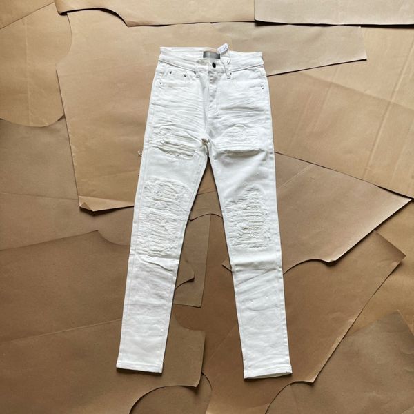 Calça de jeans de jeans da primavera calça de vaca mecânica bioquímica crise de vaca bordado de jeans brancos bordados britânicos nobreza britânica