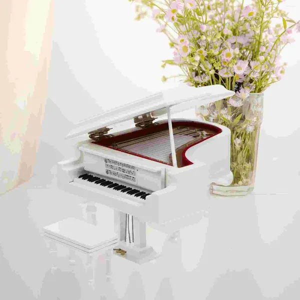 Figurine decorative Box per pianoforte con banca scatole musicali Statue da regalo Ornament Forniture bianche