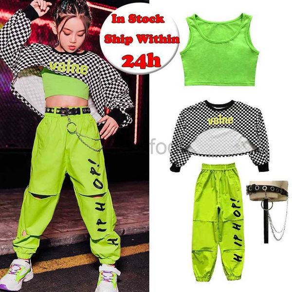 Bühnenbekleidung 2023 Mädchen Jazz Tanz Kostüme Kinder Hip-Hop Street Dance Kleidung Ballsaal Hip Hop Tanz Kleidung Outfits D240425