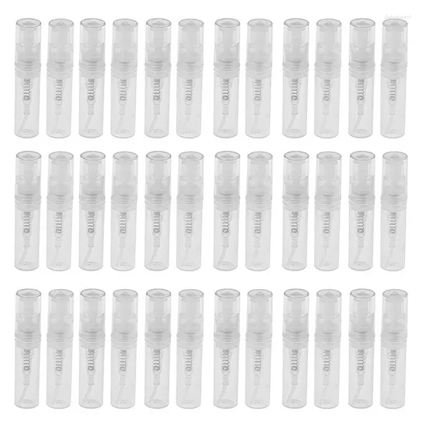 Bottiglie di stoccaggio mini trasparente 2 ml di bottiglia di plastica spray per profumo campione vuoto adatto per la festa di viaggio 60pcs